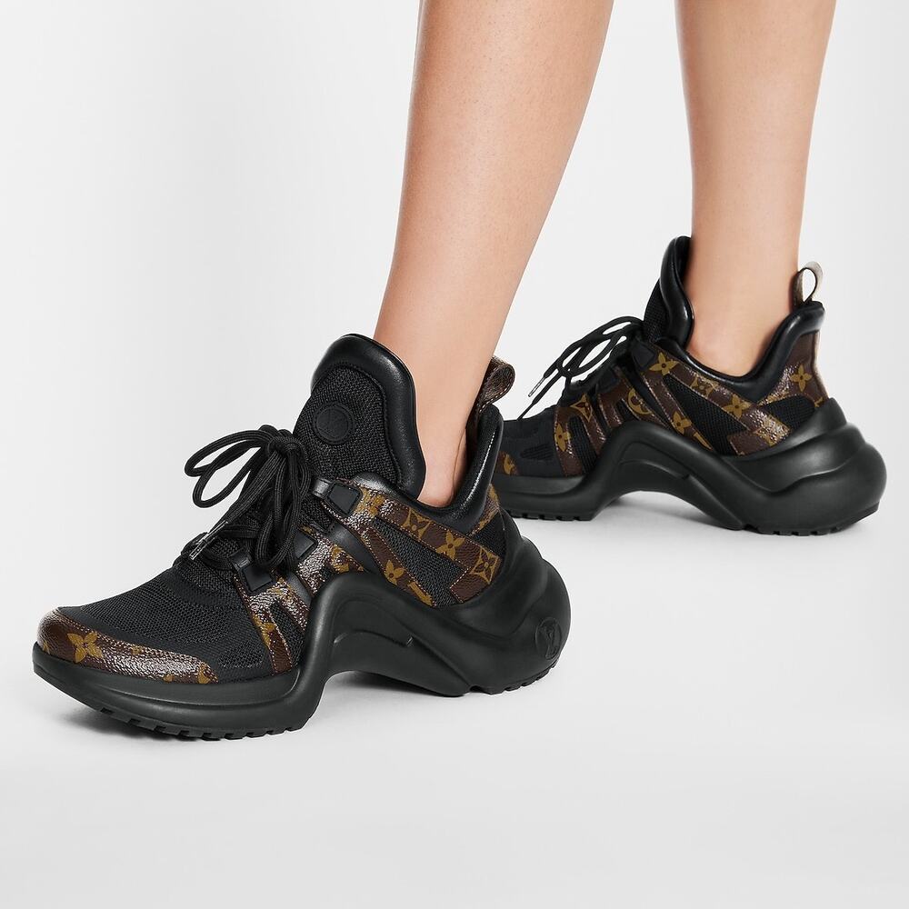 LOUIS VUITTON LV Sz. 38 Black Archlight Sneaker Monogram Lace Up Chunky Shoes